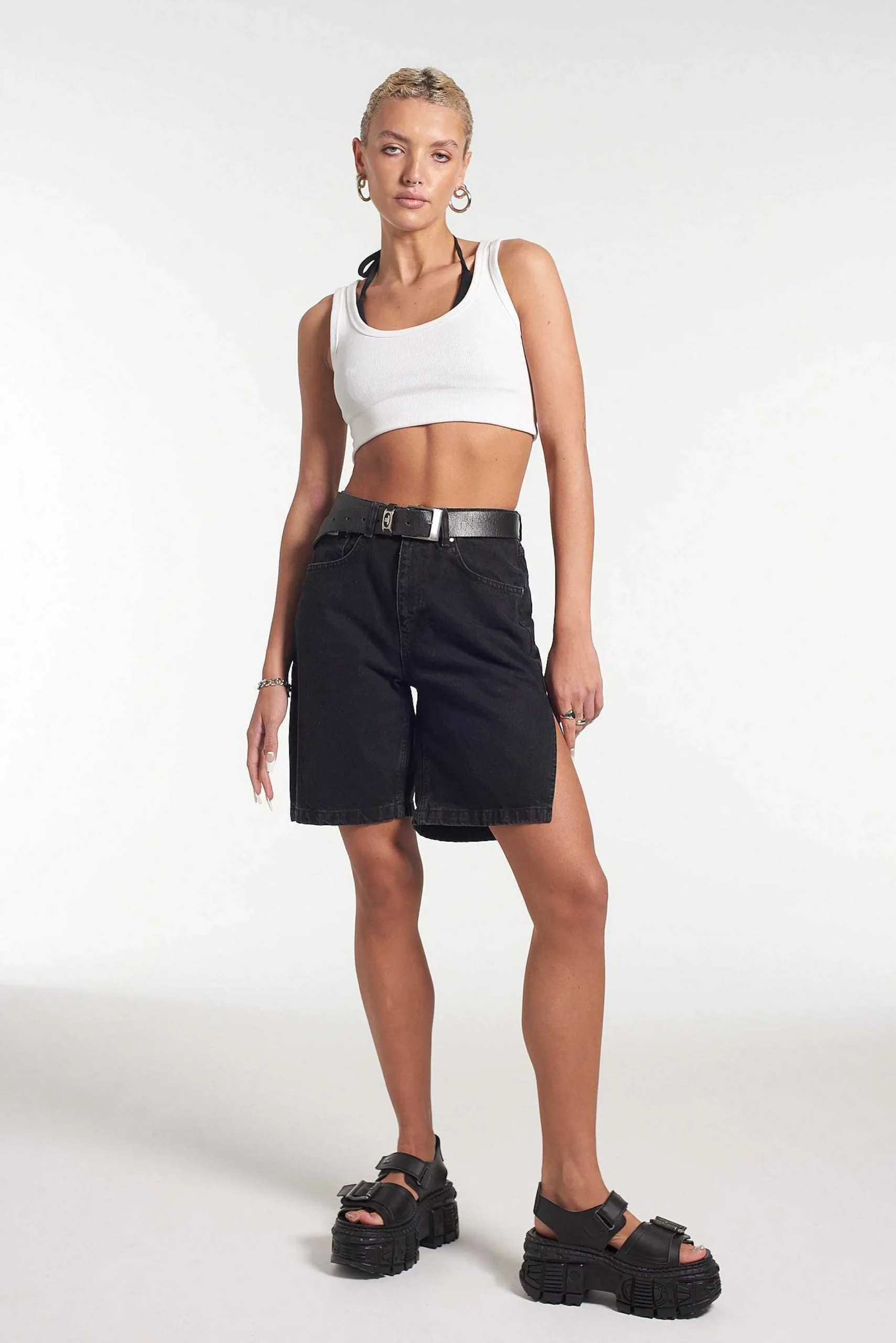 Side Split Short - Charcoal