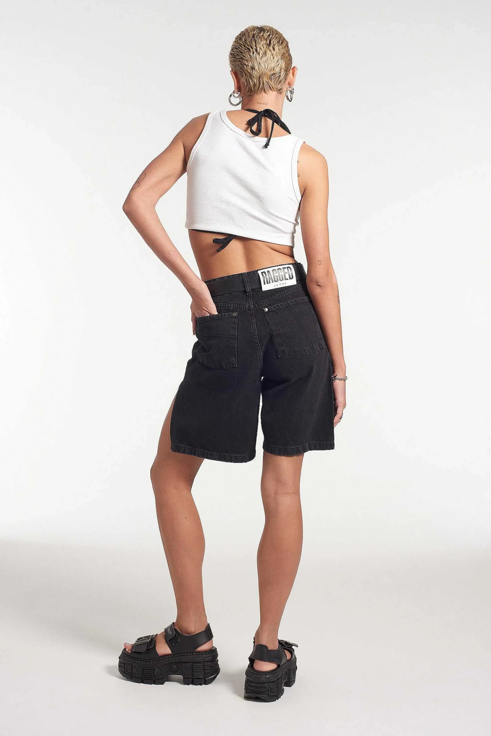 Side Split Short - Charcoal