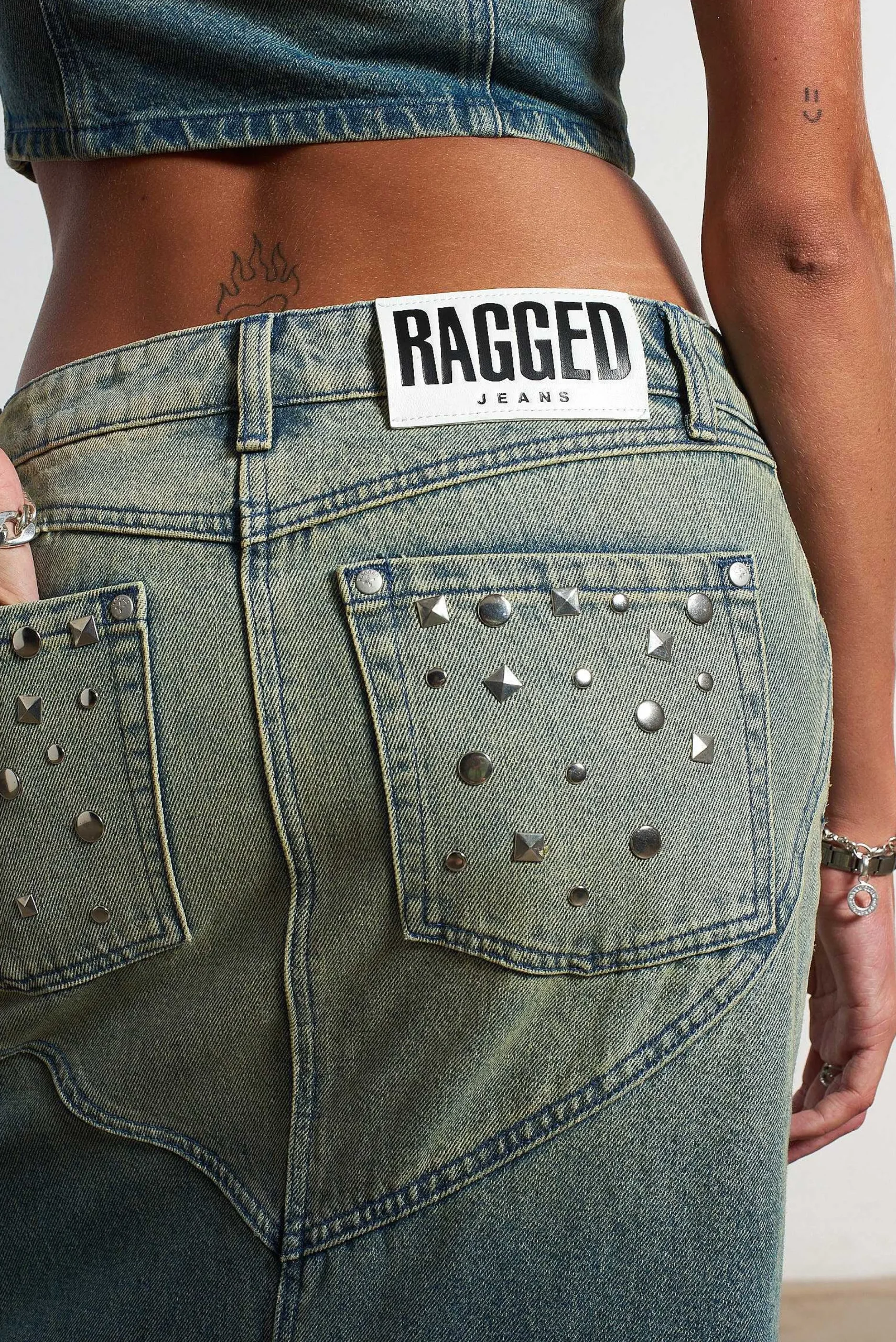 Siren Stud Denim Maxi Skirt