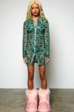 Vocal Mesh Shirt Dress