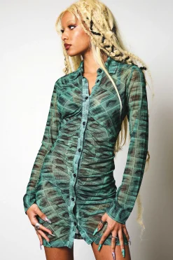 Vocal Mesh Shirt Dress